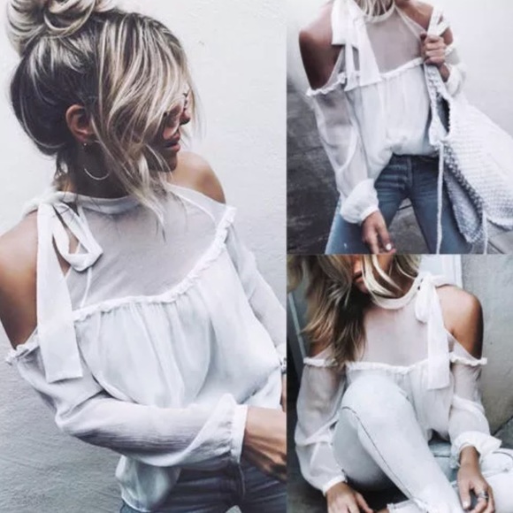 ❤️5 🌟RATED ❤️ ❤️❤️ High Neck Blouse Tie Neck - Picture 2 of 4